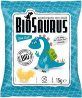 Chips de maíz de dinosaurio con sal marina sin gluten ORGÁNICO 15 g BIOSAURUS
